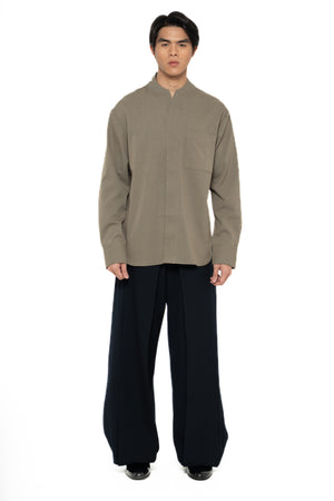 ETOUPE OVERSIZED COLLARLESS PART 1 LONG SLEEVES SHIRT WITH POCKET