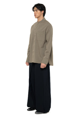 ETOUPE OVERSIZED COLLARLESS PART 1 LONG SLEEVES SHIRT WITH POCKET