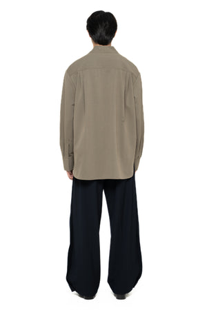 ETOUPE OVERSIZED COLLARLESS PART 1 LONG SLEEVES SHIRT WITH POCKET