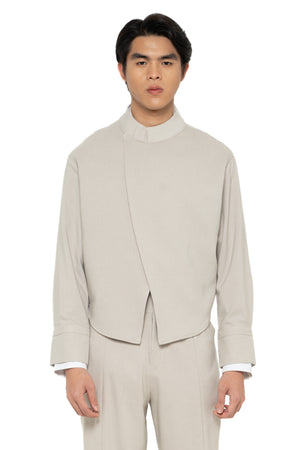 BEIGE CROPPED SHIRT LONG SLEEVES