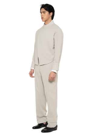 BEIGE CROPPED SHIRT LONG SLEEVES