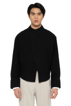 BLACK CROPPED SHIRT LONG SLEEVES