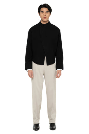 BLACK CROPPED SHIRT LONG SLEEVES