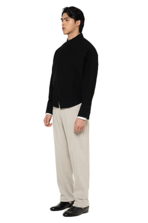 BLACK CROPPED SHIRT LONG SLEEVES