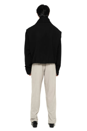 BLACK CROPPED SHIRT LONG SLEEVES