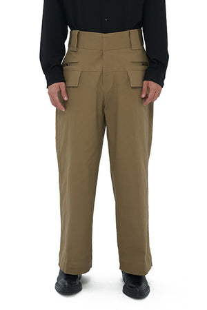 KHAKI LOOSE PANTS WITH WAISTBAND