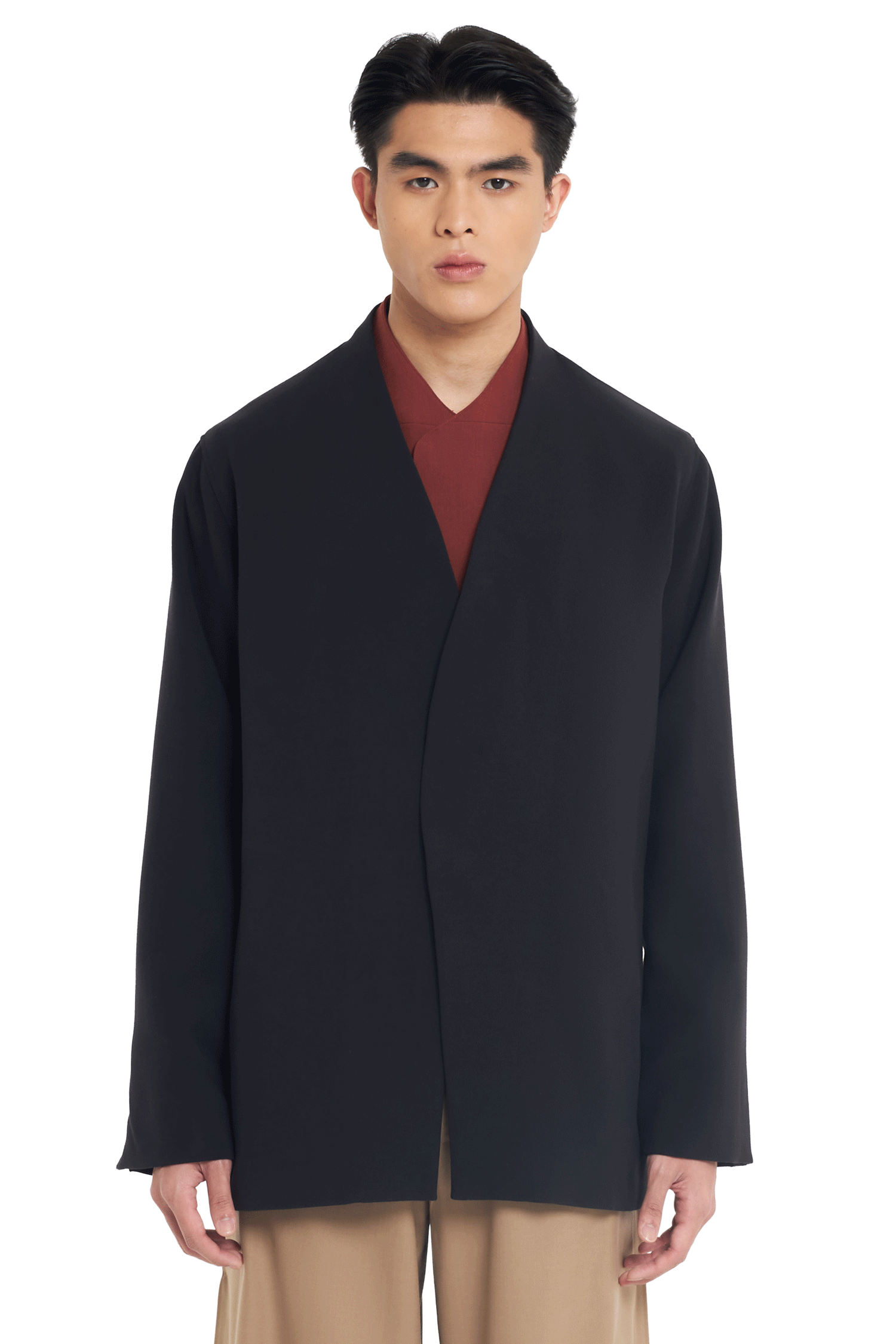 BLACK COLLARLESS OUTER