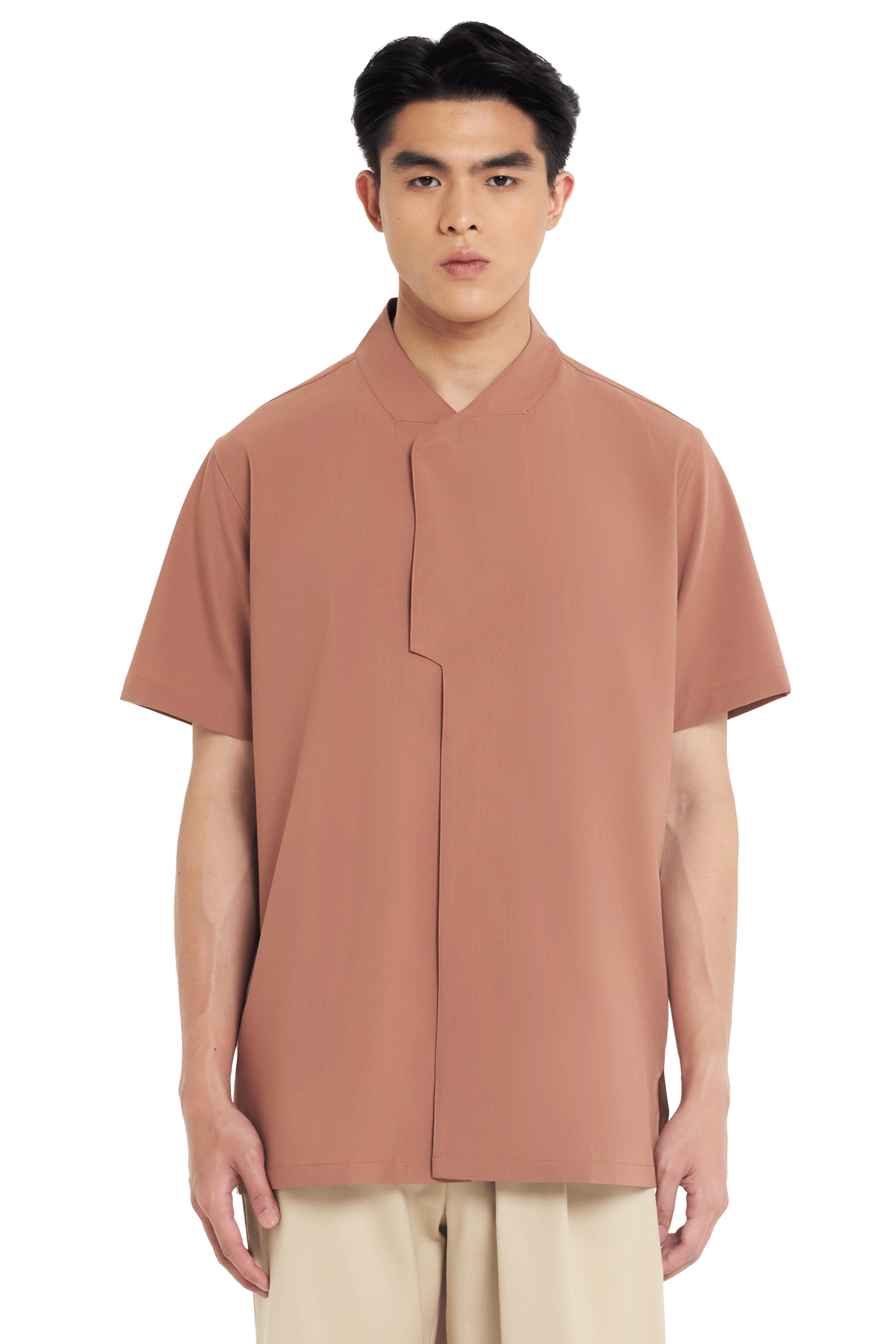 SALMON COLLARLESS PART 6 SHORT SLEEVES SHIRT