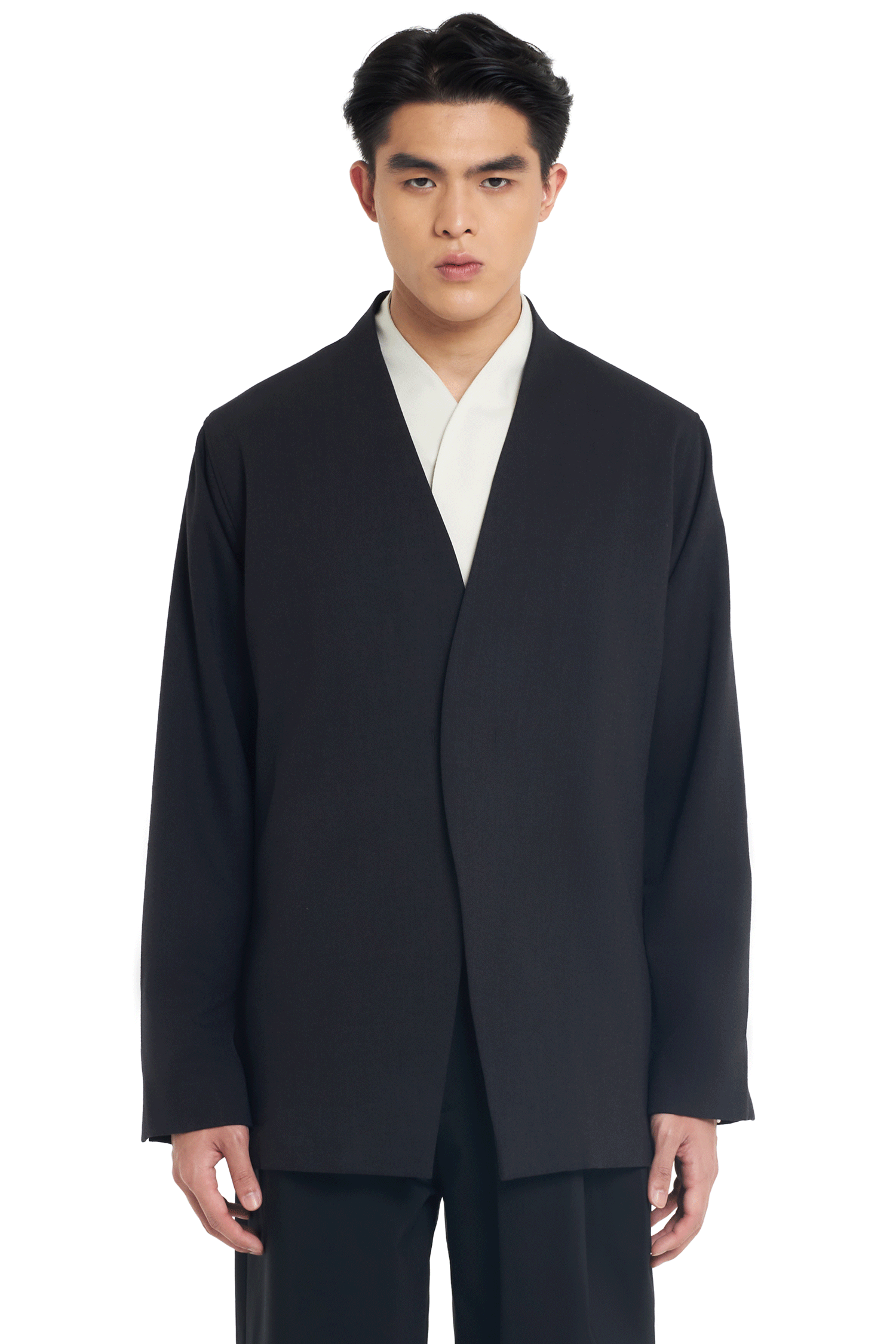 CHARCOAL COLLARLESS OUTER