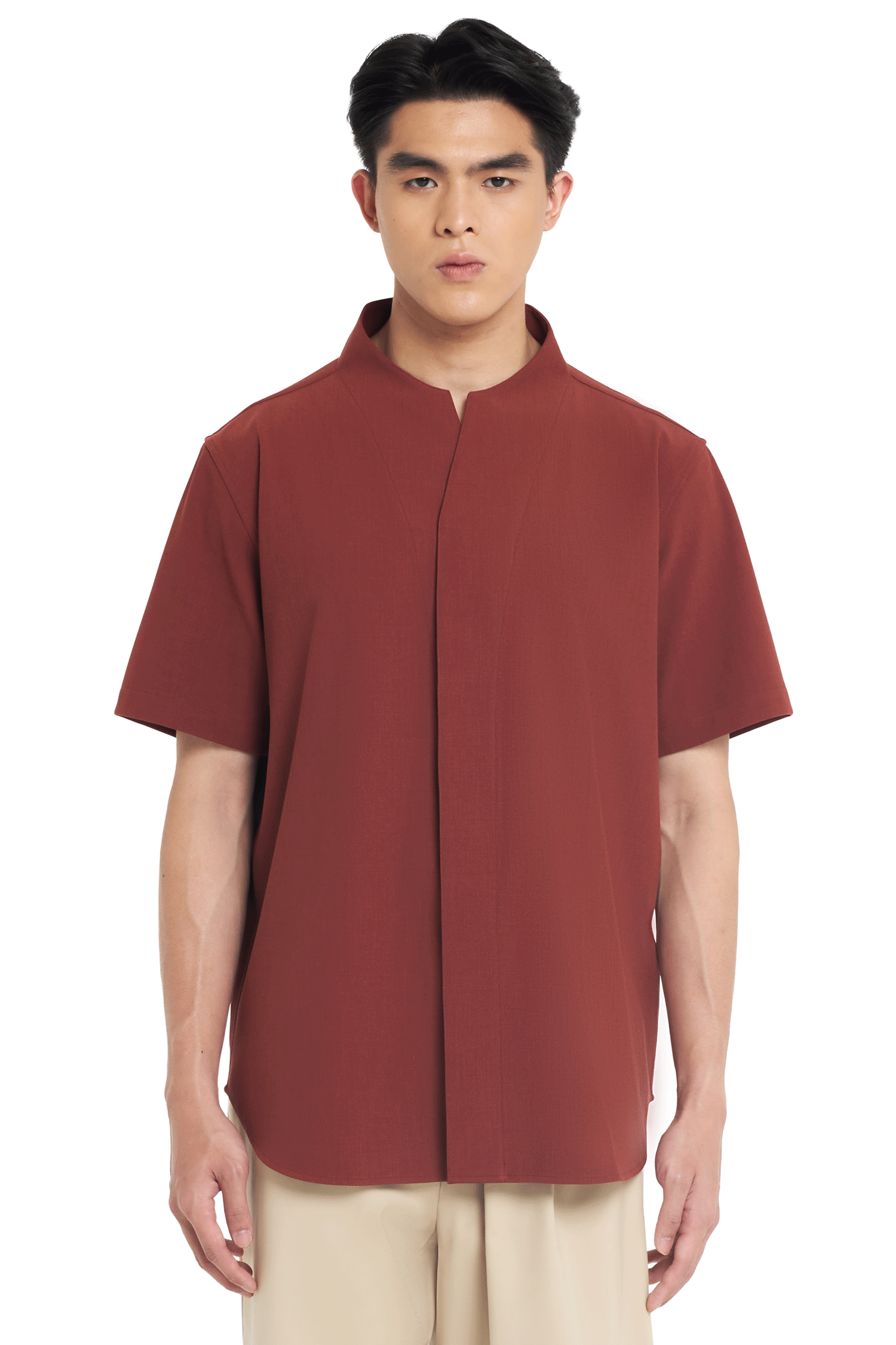 TERRACOTTA PART 1 COLLARLESS SHORT SLEEVES SHIRT