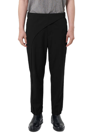 BLACK OVERLAP PANTS WITH BELT