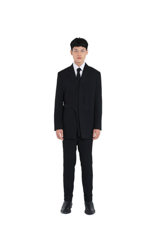 BLACK DETACHABLE LAYERED JACKET