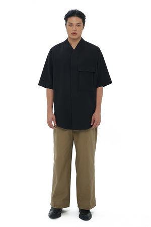 BLACK OVERSIZED SHORT SLEEVES SHIRT