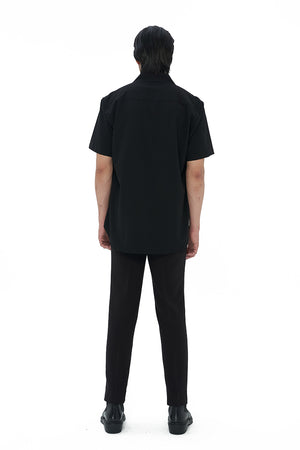 BLACK COLLARLESS SHORT SLEEVES SHIRT PART 5
