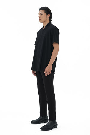 BLACK COLLARLESS SHORT SLEEVES SHIRT PART 5