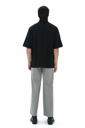 BLACK LOOSE DOUBLE COLLAR SHIRT PART 5