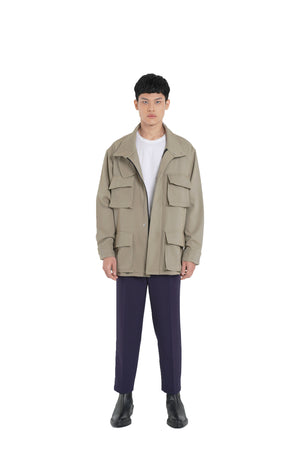 BEIGE PARKA OVERSIZED JACKET