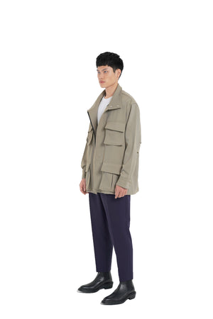 BEIGE PARKA OVERSIZED JACKET