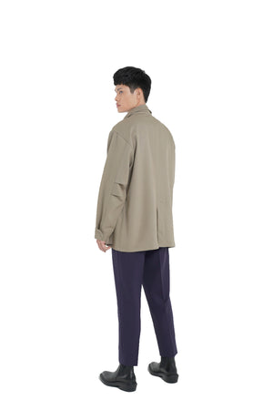 BEIGE PARKA OVERSIZED JACKET