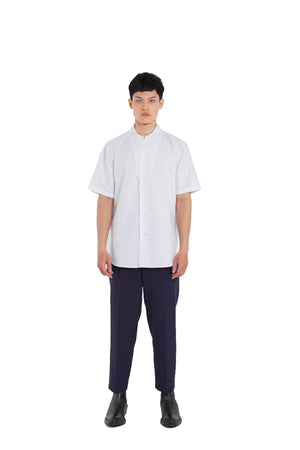 WHITE COLLARLESS PART 1 SHORT SLEEVES SHIRT