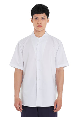 WHITE COLLARLESS PART 1 SHORT SLEEVES SHIRT
