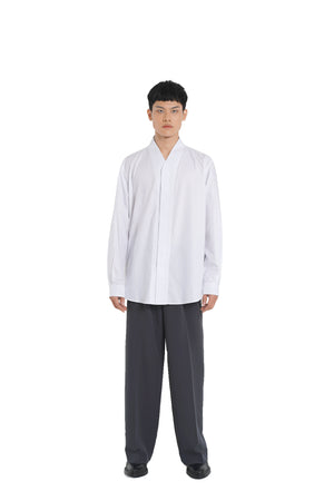 WHITE COLLARLESS PART 5 LONG SLEEVES SHIRT