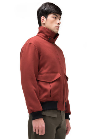 RED BRICK BOMBER JACKET WITH DETACHABLE HOODIE