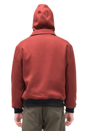 RED BRICK BOMBER JACKET WITH DETACHABLE HOODIE