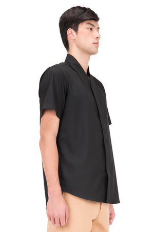 BLACK COLLARLESS PART 5 SHORT SLEEVES SHIRT