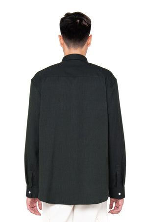 Dark Green Oversized Shirt with Pocket and Side Zipper