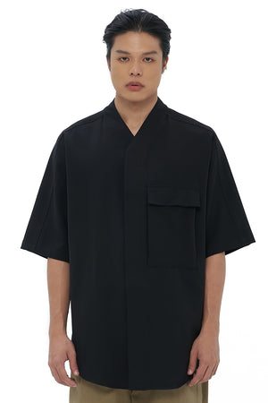 BLACK OVERSIZED SHORT SLEEVES SHIRT