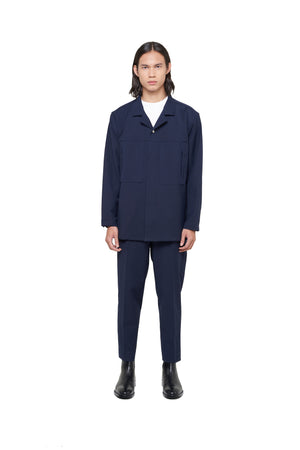 Navy Overshirt With Pockets