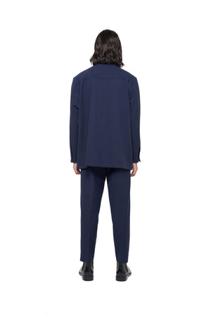Navy Overshirt With Pockets
