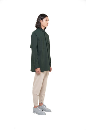 Green Loose Over Shirt with Multiple Pocket