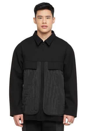 Black Jacket With Quilted Detail