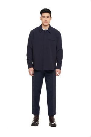 Navy shirt with half opening button