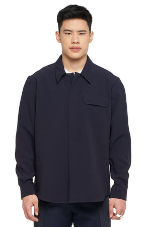 Navy shirt with half opening button
