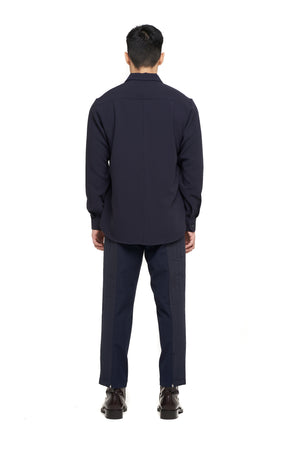Navy shirt with half opening button