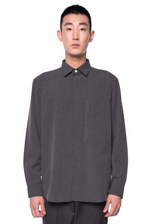 GREY LOOSE SHIRT WITH ZIPPED POCKET