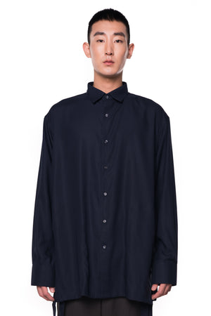 Navy Oversized Shirt with Zipper on Slits