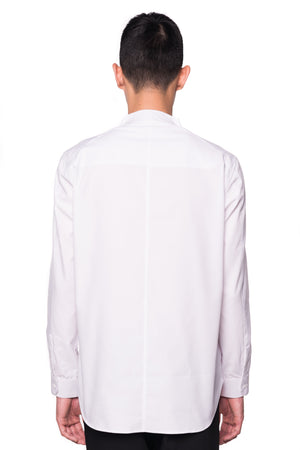 White Collarless pt.I Long Sleeves Shirt With Detail on Back
