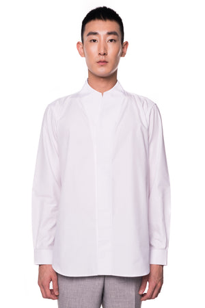 White Double Collarless pt.I Long Sleeves Shirt