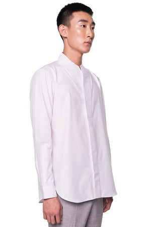 White Double Collarless pt.I Long Sleeves Shirt