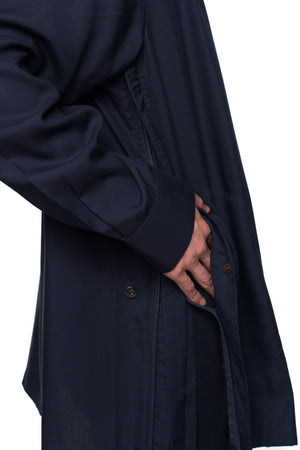 Navy Oversized Shirt with Zipper on Slits