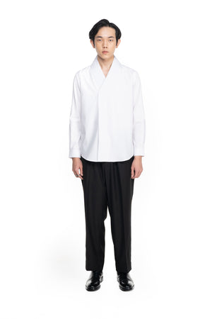 White Pleated Wrapped Shirt