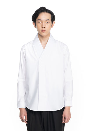 White Pleated Wrapped Shirt