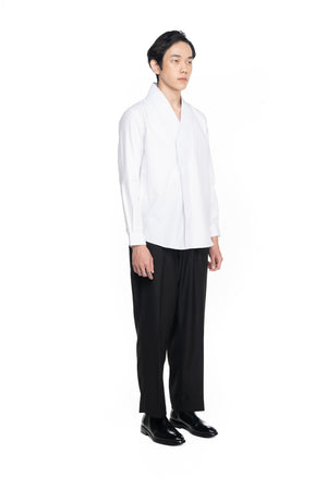 White Pleated Wrapped Shirt