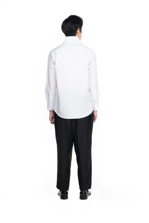 White Pleated Wrapped Shirt