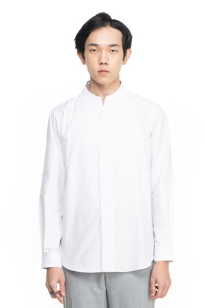White Collarless Part 1 Long Sleeves Shirt