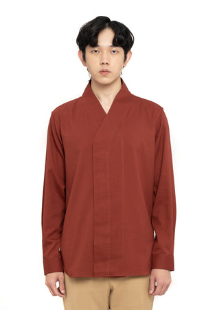 Red Brick Wrapped Long Sleeves Shirt